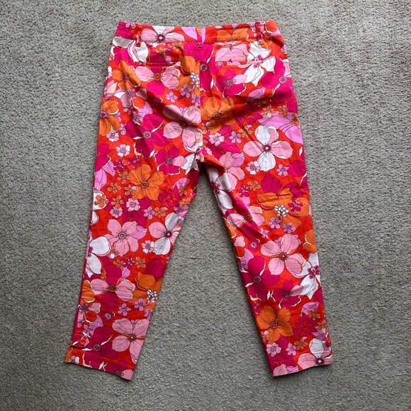 Talbots Pants Womens 10 34x25 Perfect Crop Floral Bright Mid Rise - Picture 2 of 14